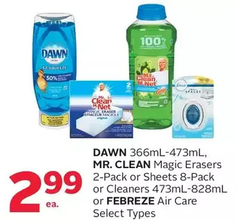 Rexall Dawn, mr. clean magic erasers or sheets or cleaners or febreze air care offer