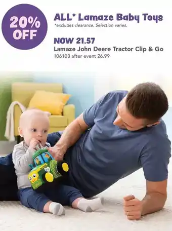 Babies 'R' Us Lamaze john deere clip & go - tractor offer