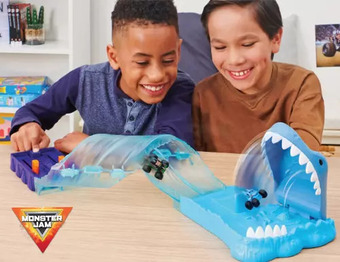 Toys R us Monster jam, mini megalodon race and chomp playset with 2 monster jam mini trucks in 1:87 scale offer