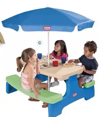 Toys R us Little tikes - easy store - large blue & green picnic table with umbrella offer