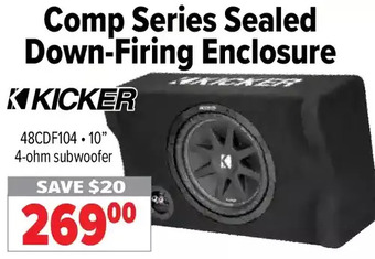 2001 Audio Video Kicker comp series sealed down-firing enclosure offer