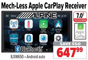 2001 Audio Video Alpine mech-less apple carplay receiver offer