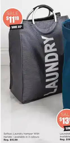 Kitchen Stuff Plus Softsac laundry hamper with handle offer