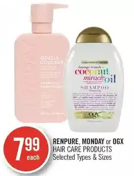 Shoppers Drug Mart Renpure, monday or ogx hair care products offer