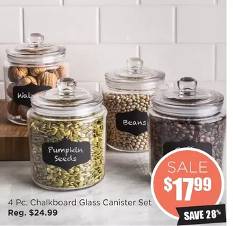 Kitchen Stuff Plus 4 pc. chalkboard glass canister set offer
