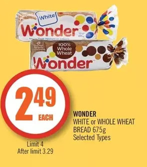 Shoppers Drug Mart Wonder white or whole wheat bread offer