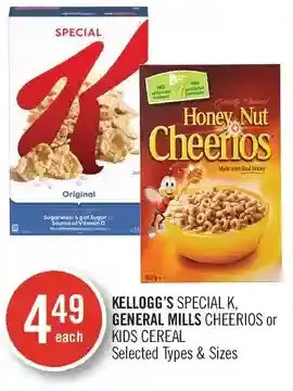 Shoppers Drug Mart Kellogg's special k, general mills cheerios or kids cereal offer