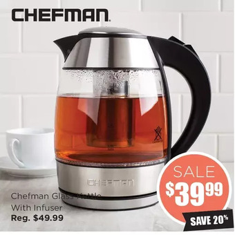 Kitchen Stuff Plus Chefman glass kettle with infuser offer