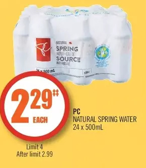 Shoppers Drug Mart Pc natural spring water offer