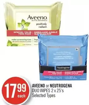 Shoppers Drug Mart Aveeno or neutrogena duo wipes offer