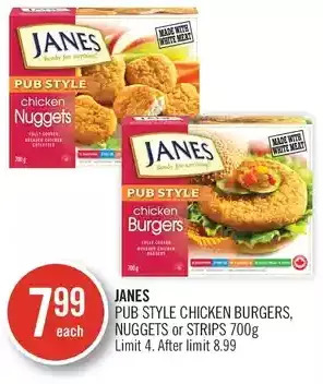 Shoppers Drug Mart Janes pub style chicken burgers, nuggets or strips offer