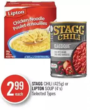 Shoppers Drug Mart Stagg chili or lipton soup offer