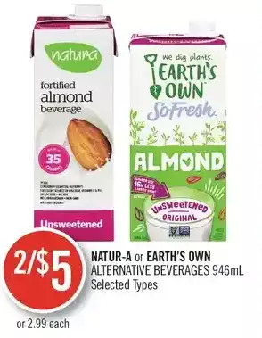 Shoppers Drug Mart Natur-a or earth's own alternative beverages offer