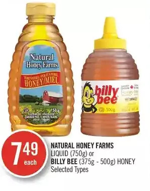 Shoppers Drug Mart Natural honey farms liquid or billy bee honey offer