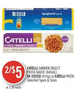 Shoppers Drug Mart Catelli garden select pasta sauce, de cecco or catelli pasta offer