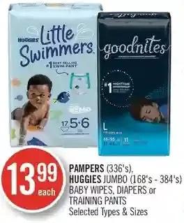 Shoppers Drug Mart Pampers, huggies jumbo baby wipes, diapers or training pants offer