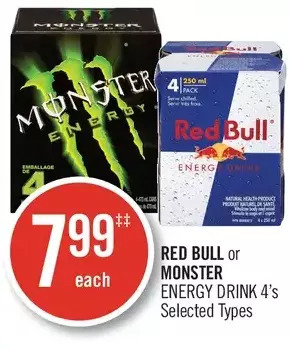 Shoppers Drug Mart Red bull or monster energy drink offer