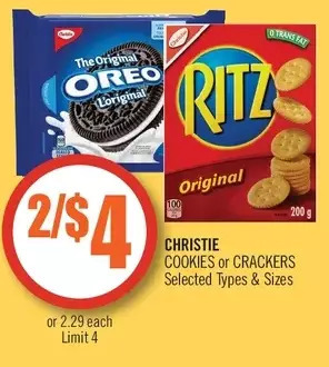 Shoppers Drug Mart Christie cookies or crackers offer