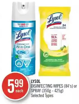 Shoppers Drug Mart Lysol disinfecting wipes or spray offer