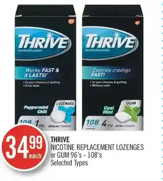 Shoppers Drug Mart Thrive nicotine replacement lozenges or gum offer