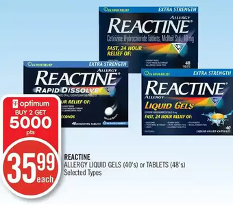 Shoppers Drug Mart Reactine allergy liquid gels or tablets offer