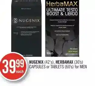 Shoppers Drug Mart Nugenix, herbamax capsules or tablets for men offer