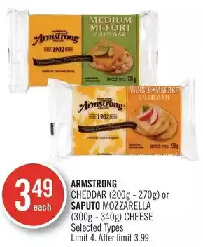 Shoppers Drug Mart Armstrong cheddar or saputo mozzarella cheese offer