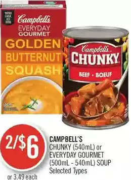 Shoppers Drug Mart Campbell's chunky or everyday gourmet soup offer