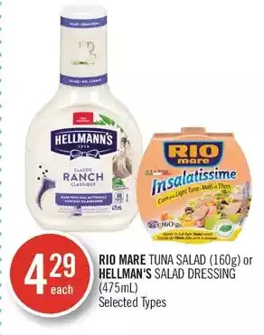Shoppers Drug Mart Rio mare tuna salad or hellmann's salad dressing offer