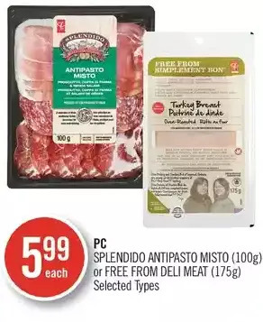 Shoppers Drug Mart Pc splendido antipasto misto or free from deli meat offer