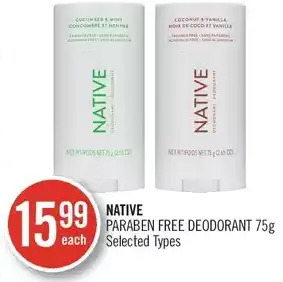 Shoppers Drug Mart Native paraben free deodorant offer