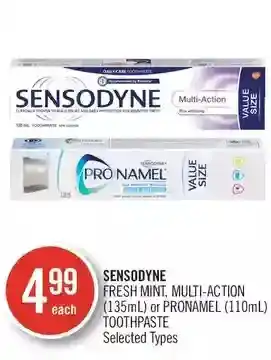 Shoppers Drug Mart Sensodyne fresh mint, multi-action or pronamel toothpaste offer