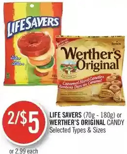 Shoppers Drug Mart Life savers or werther's original candy offer