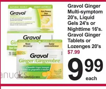 Pharmasave Gravol Ginger Multi-Symptoms 20'S Liquid Gels 24's offer
