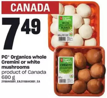 Zehrs Markets Pc organics whole cremini or white mushrooms offer