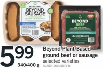 Fortinos Beyond plant based ground beef or sausage offer