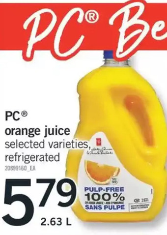 Fortinos Pc orange juice offer