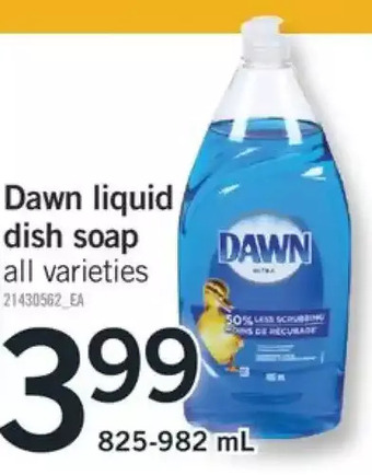 Fortinos Dawn liquid dish soap offer