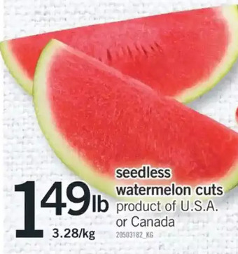 Fortinos Seedless watermelon cuts offer