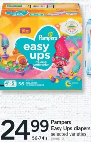 Fortinos Pampers easy ups diapers offer