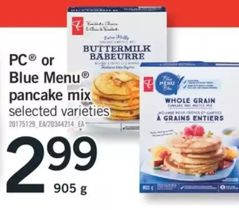 Fortinos Pc or blue menu pancake mix offer