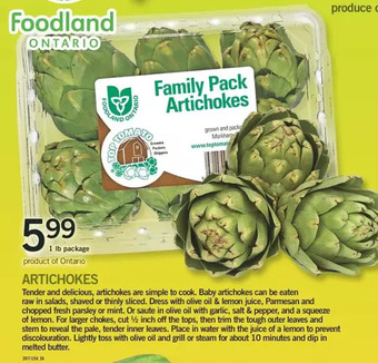 Fortinos Artichokes offer