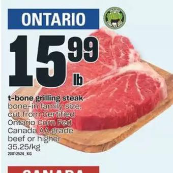 Independent Grocer T-bone grilling steak offer