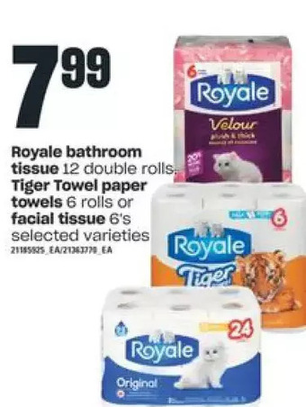 Independent Grocer Royale bathroom tissue | tiger towel paper towels or facial tissue offer