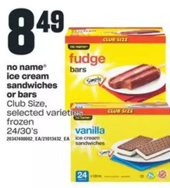 Independent Grocer No name ice cream sandwiches or bars offer