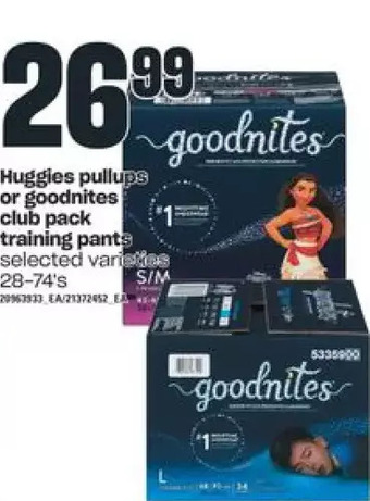 Independent Grocer Huggies pullups or goodnites club pack training pants offer