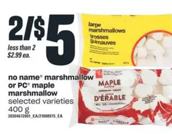 Independent Grocer No name marshmallow or pc maple marshmallow offer