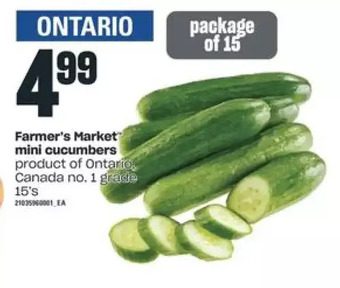 Independent Grocer Farmer's market mini cucumbers offer