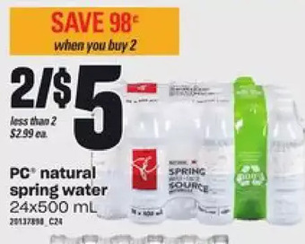Loblaws Pc natural spring water offer