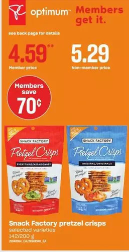 Loblaws Snack factory pretzel crisps offer